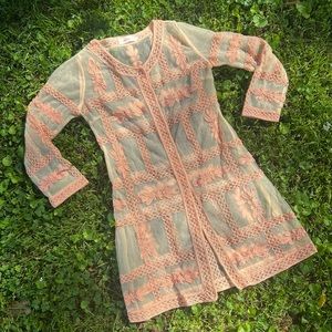 Simply couture embroidered sheer cardigan